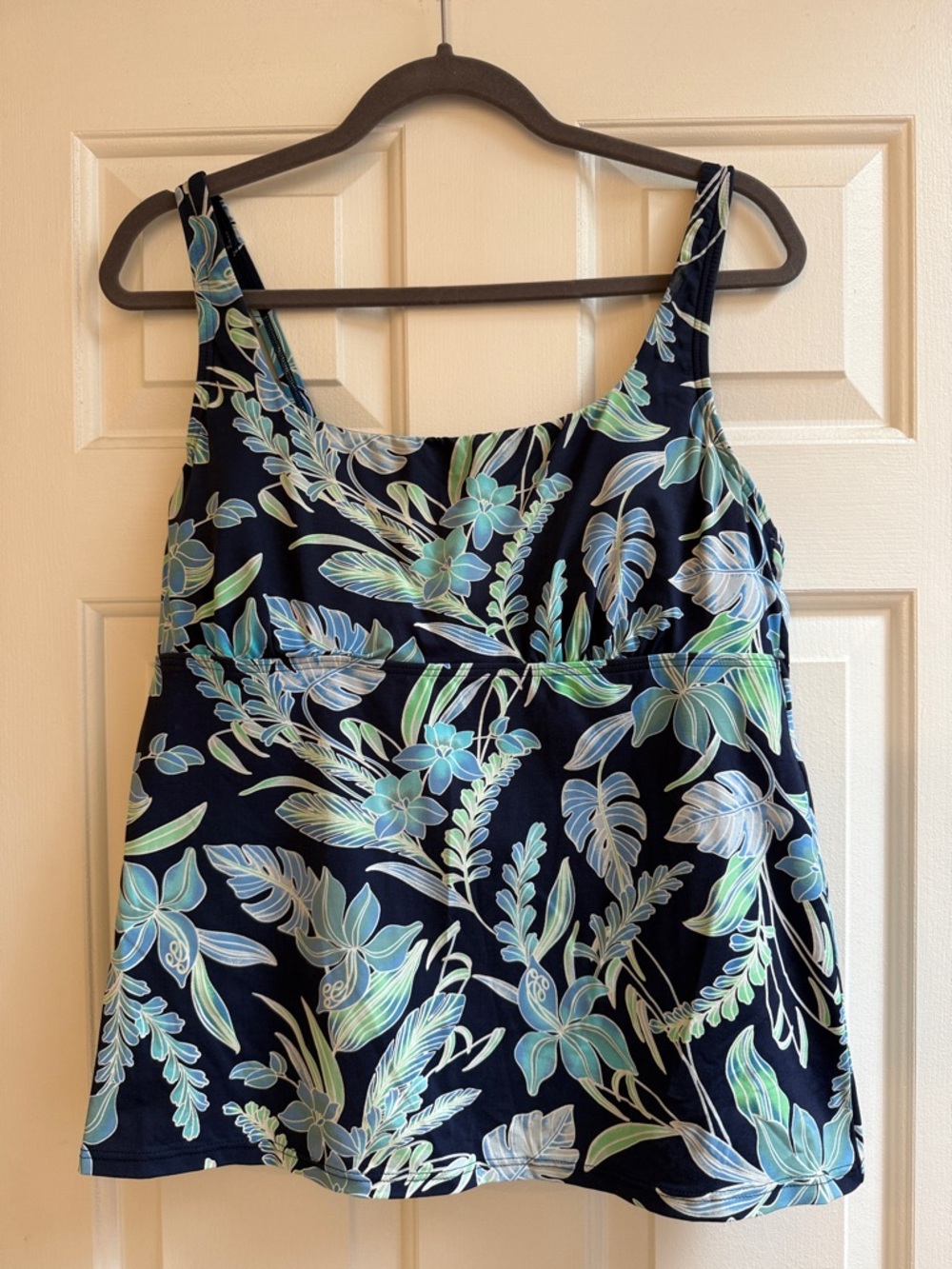 Lands End Navy Tropical Print Tank Top - Blue & Green Floral